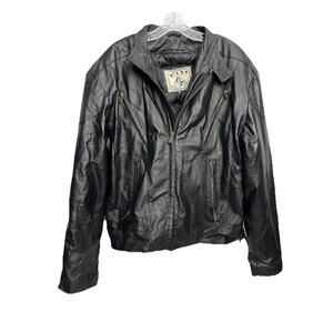 Wilda Genuine Leather Lined Biker Jacket Coat Size XL Vintage